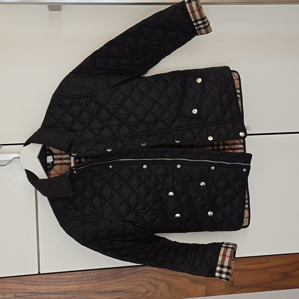 Burberry Beige and Red Quilted Jacket